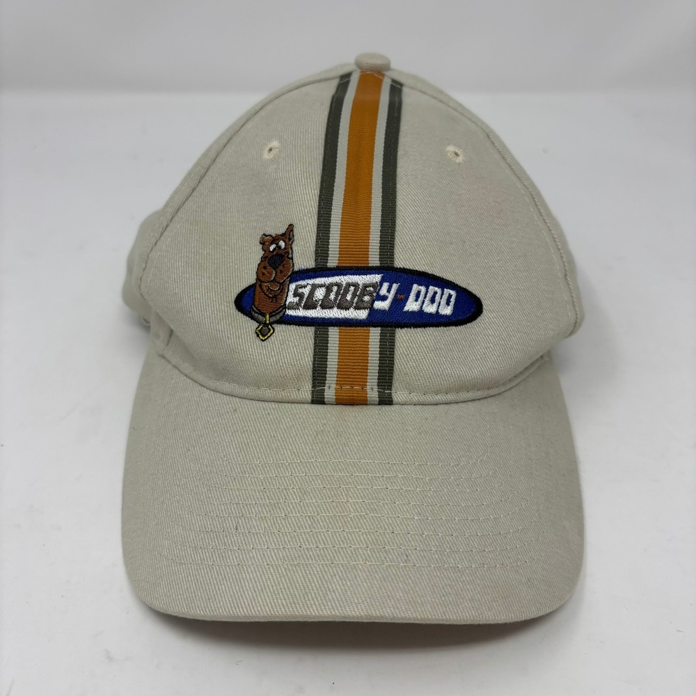 Vintage Scooby-Doo Hat OSFA Cartoon Network Beige Vintage 2000 Racing Stripe Cap